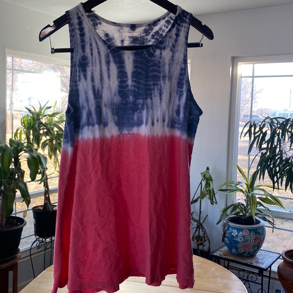SONOMA. LARGE. 4th of July swing Tank Top. Red/White/Blue Tie Dye. Cotton.